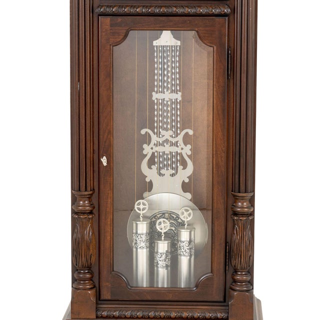 Brown Howard Miller Mahogany Case Grandfather Clock For Sale - Image 8 of 13