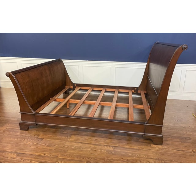 Wood Traditional King Size Mahogany Sleigh Bed by Leighton Hall - Showroom Sample For Sale - Image 7 of 11