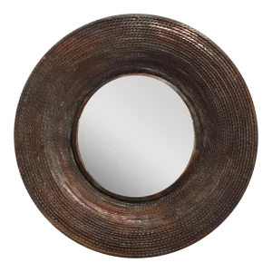 Studio a Large Modern Twisted Torched Iron Round Wall Mirror