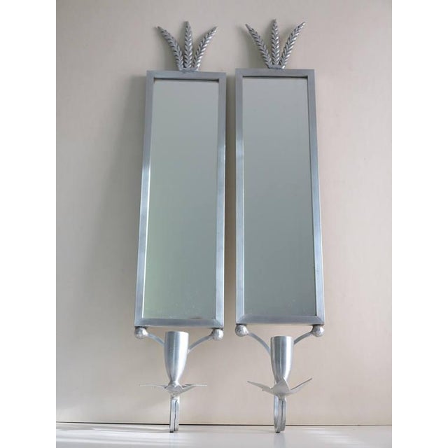 1930s Mirrored Art Deco Aluminum Wall Sconces by Palmer Smith - a Pair For Sale - Image 5 of 6