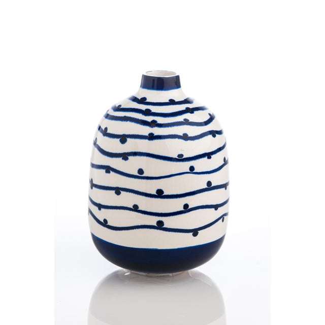 Navy Wave With Dots Vase Chairish