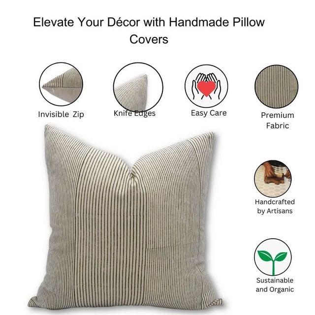 Fabdivine Indian Block Print Cushion Cover 12x20 Inch Duck Canvas- Leheriya For Sale - Image 4 of 4