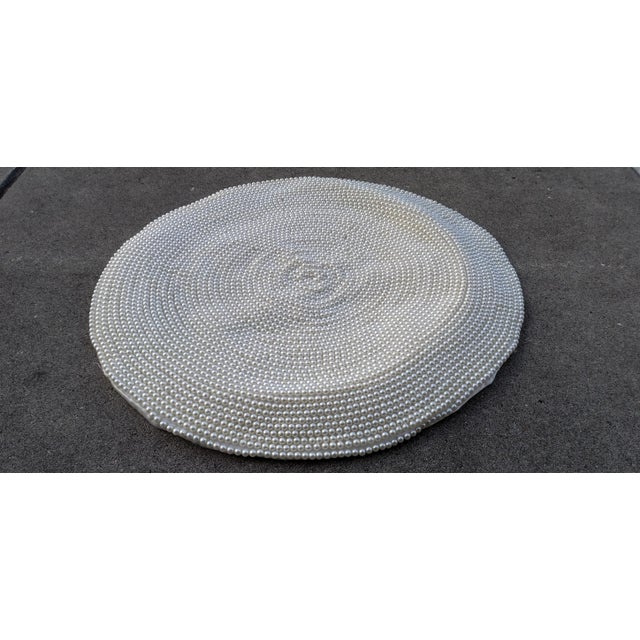 Modern Kim Seybert Nyc White Pearl Encrusted Placemats, Set of Seven (7x) Round & White For Sale - Image 3 of 13