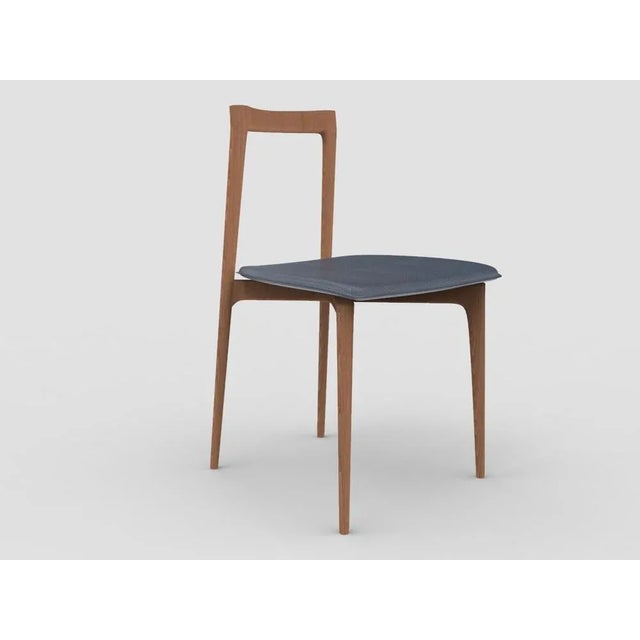 Not Yet Made - Made To Order Modern Linea 624 Grey Chair in Blue Leather and Wood by Collector Studio For Sale - Image 5 of 5