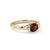 Sophisticated, contemporary, and beautifully minimalist. This exquisite three-stone ring features a stunning 6x4mm oval-...