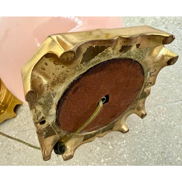 Pink Rare Mid-Century Modern Pink Opaline Italian Murano Paul Hanson Table Lamps in the Style of Cedense Vetri- A Pair For Sale - Image 8 of 12