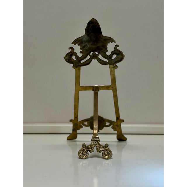 Early 20th Century Vintage Brass Easel Ornate Tripod Art Stand With Winged Minerva & Poseidon For Sale - Image 5 of 7