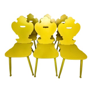 Matte Yellow Playful Take on 18th Century Chairs- Set of 6 For Sale