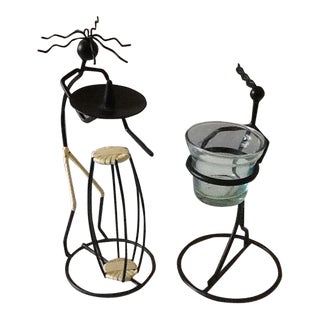Vintage 60's Danish Modern Wire Candleholders - a Pair For Sale