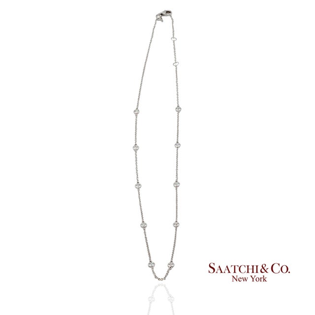 Contemporary 14k(585) White Gold Natural Diamond Adjustable by the Yard Necklace/Pendant For Sale - Image 3 of 12