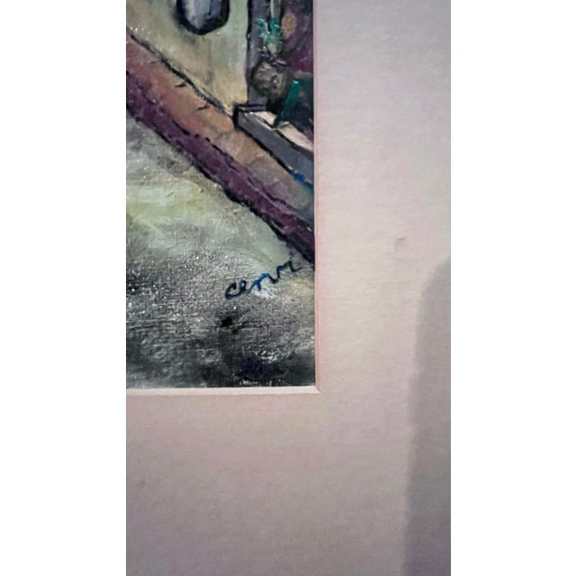 1970s Original 1973 “French Basque Street” Oil on Board by Cervi (Columbia Rossi) For Sale - Image 5 of 9