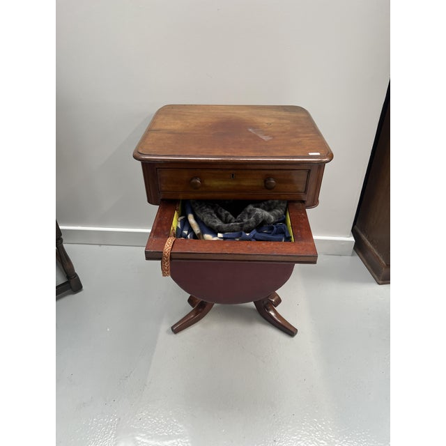 Wood Antique Mahogany Sewing Table For Sale - Image 7 of 10