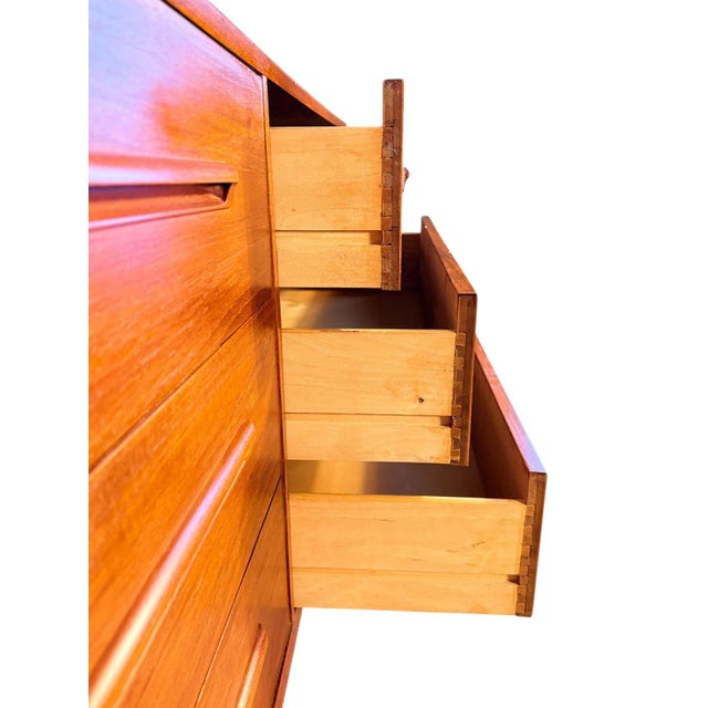 Brown Mid Century Modern Teak 6-Drawer Dresser by Westnofa of Sweden, Attributed For Sale - Image 8 of 16