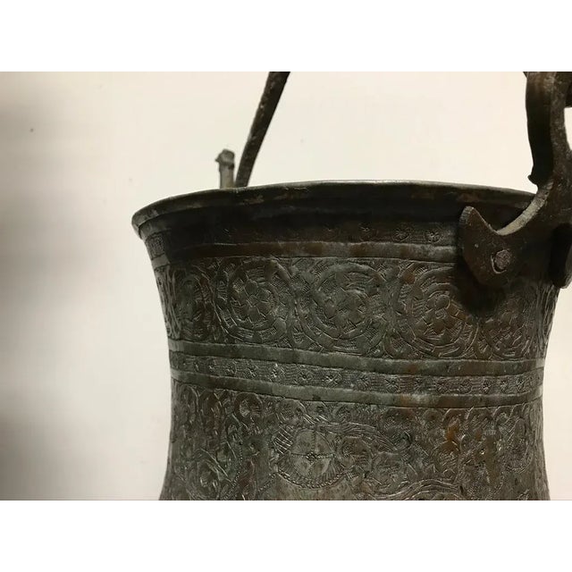 Persian Safavid Copper and Tin Etched Bucket For Sale In New York - Image 6 of 13