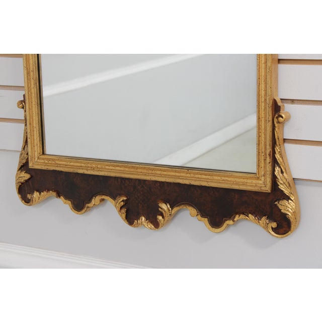 Chippendale Labarge Giltwood Flame Walnut Frame Wall Mirror For Sale - Image 3 of 18