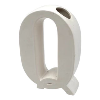 Space Age White Q Letter Shaped Ceramic Vase by Marcel Radureau, 1970 For Sale