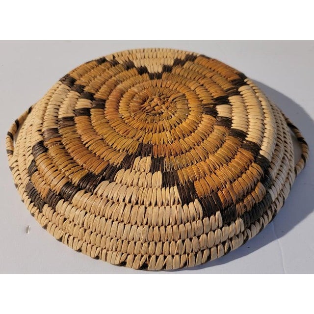 1930s 20th C Medium Hand Woven Hemp Tray With Handles For Sale - Image 5 of 8