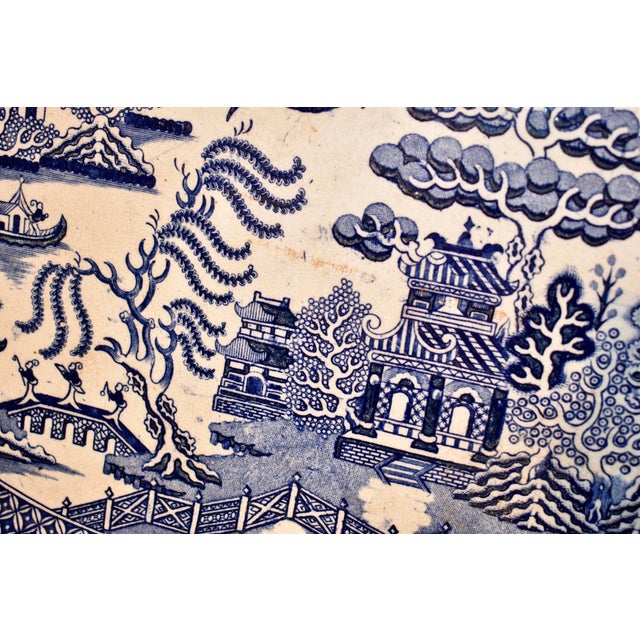 19th Century 19th Century Blue Willow Stone China Platter For Sale - Image 5 of 11