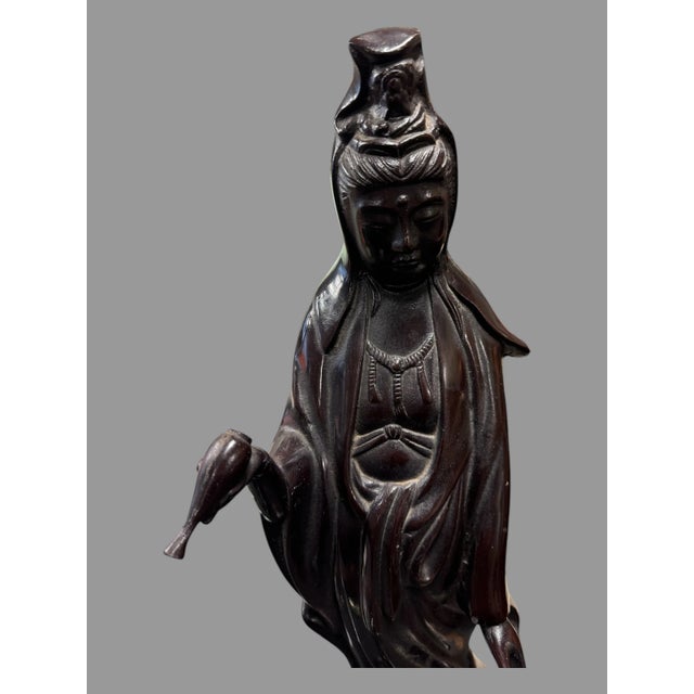 Brown Mid 20th Century Oriental Bronze Figural Statue Sculpture of a Lady For Sale - Image 8 of 10