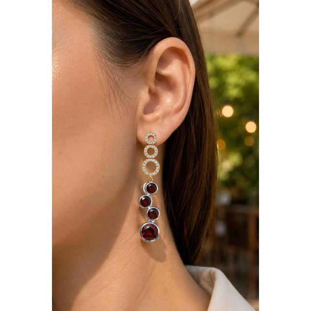 Contemporary Silver Garnet Earrings, Pair For Sale - Image 6 of 7