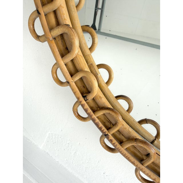 Italian Round Rattan and Bamboo Wall Mirror from Franco Albini, 1950s For Sale - Image 6 of 13