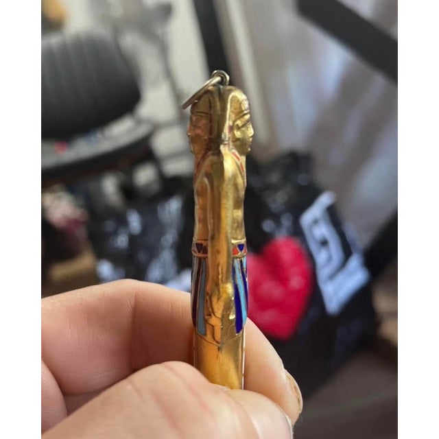 Traditional Vintage Egyptian Revival Sarcophagus Propelling Pencil For Sale - Image 3 of 3