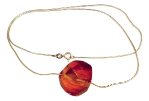 Contemporary Sterling Silver Snake Chain With Baltic Amber Pendant