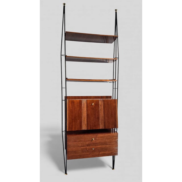 Mid-Century Modern Mid-Century Italian Wall Unit Bookcase with Cabinet Bar, 1960s For Sale - Image 3 of 18