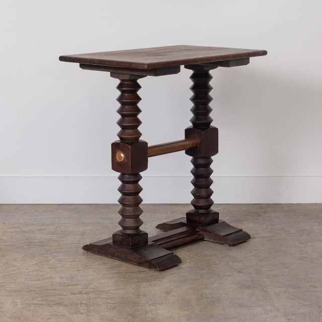 French 1940s French Wood and Copper Side Table by Charles Dudouyt For Sale - Image 3 of 16