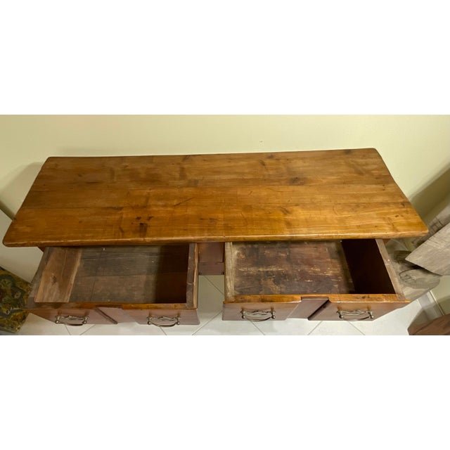 Antique Farmhouse Console Table Handcrafted Rustic Credenza Vintage Country For Sale - Image 9 of 17