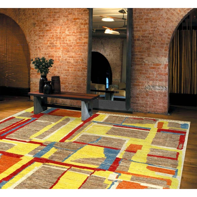 Multi Color Fine Hand Knotted Moroccan Rug For Sale - Image 4 of 4