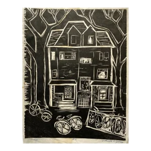 196s Kay Yares Groves House Woodblock Print