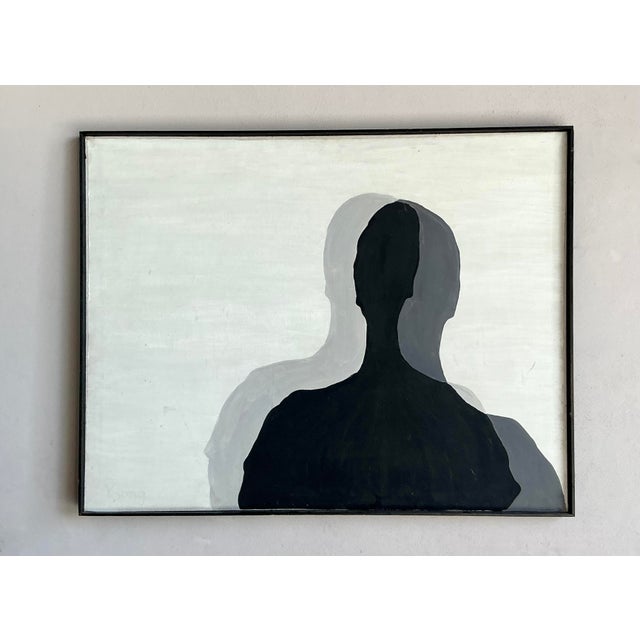 Mid-Century Modern Vintage Boho Original Abstract Figurative Oil Painting on Canvas For Sale - Image 3 of 6