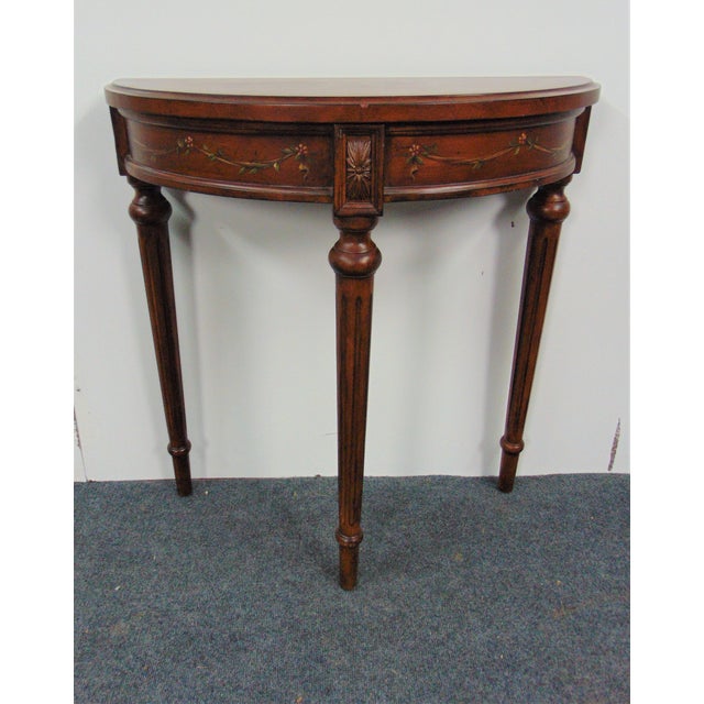 Ethan Allen Paint Decorated Demilune Console Table Chairish