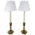 Pair of French 1940s Brass Reading Lamps With Stepped Hexagonal Bases For Sale