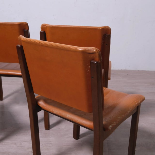 1970s Vintage Leather Chairs, 1970s, Set of 4 For Sale - Image 5 of 18