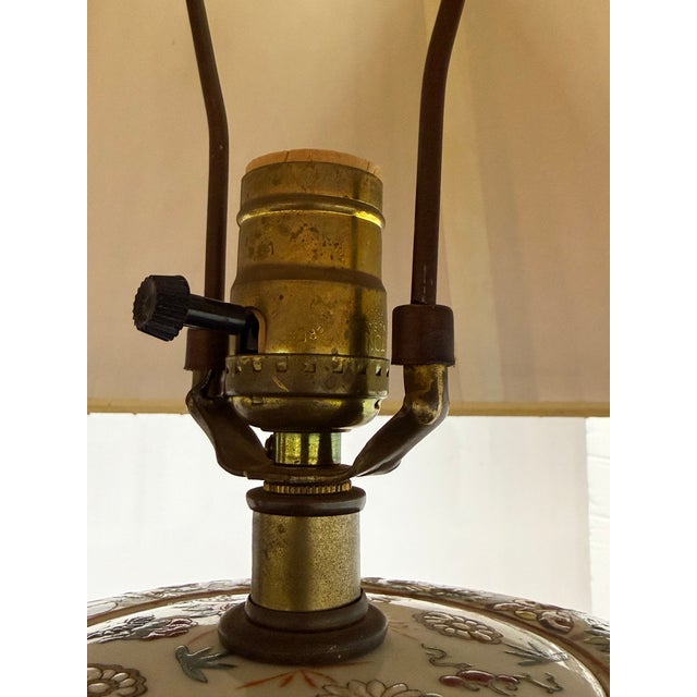 Rose Medallion Style Porcelain Ginger Jar Table Lamp, Vintage For Sale In San Francisco - Image 6 of 12