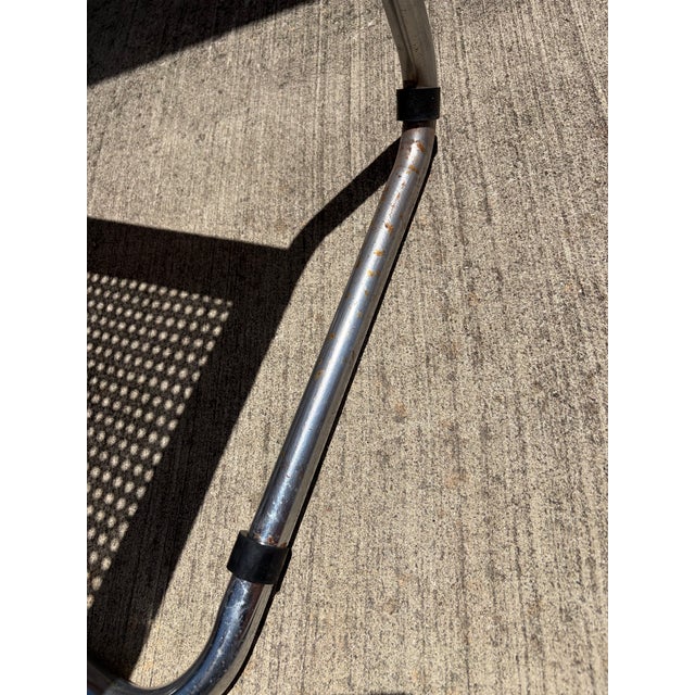 Pair of Vintage Chrome and Cane Cantilever Dining Chairs – Mid-Century Modern Style For Sale - Image 4 of 7