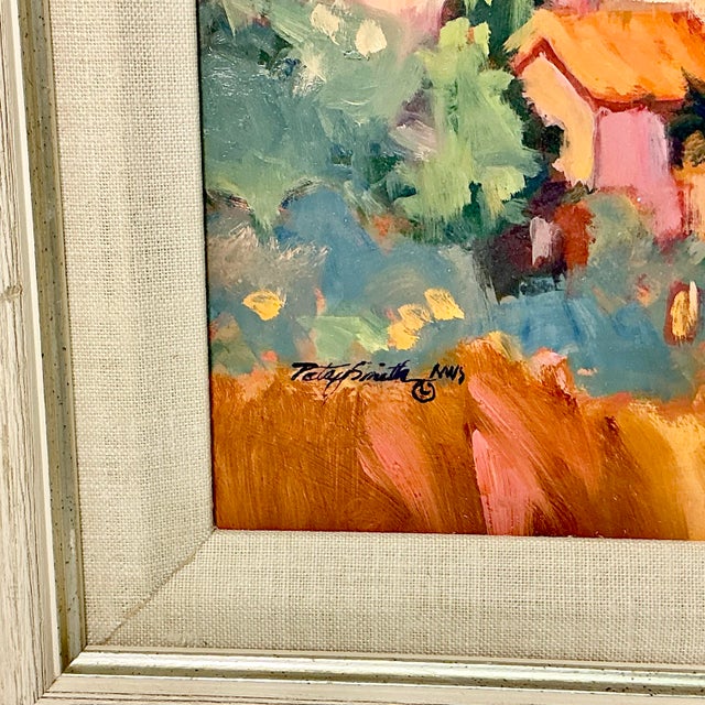 1963 Vintage Impressionist Rustic European Original Oil Painting, ‘Provincial Village’ by Patsy Smith For Sale - Image 13 of 13