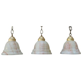 Alabaster Pendant Light Fixtures - 3 For Sale