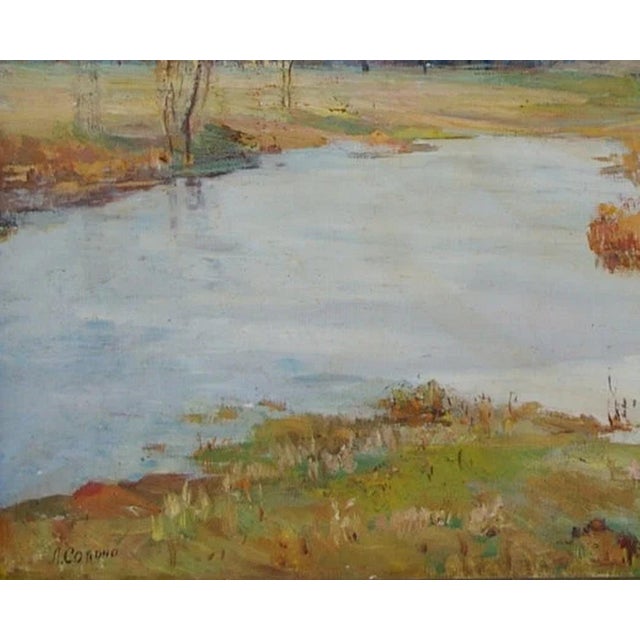 Antique Autumn Landscape Oil Painting, Ukrainian Soviet Art, 1979 80-100 For Sale - Image 4 of 6