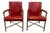 Chairs ~ Pair Vintage Mastercraft Style Red Hollywood Regency Brass Arm Chairs For Sale
