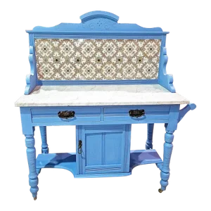 Antique Late 19th Century English Tiled Drisink Washstand