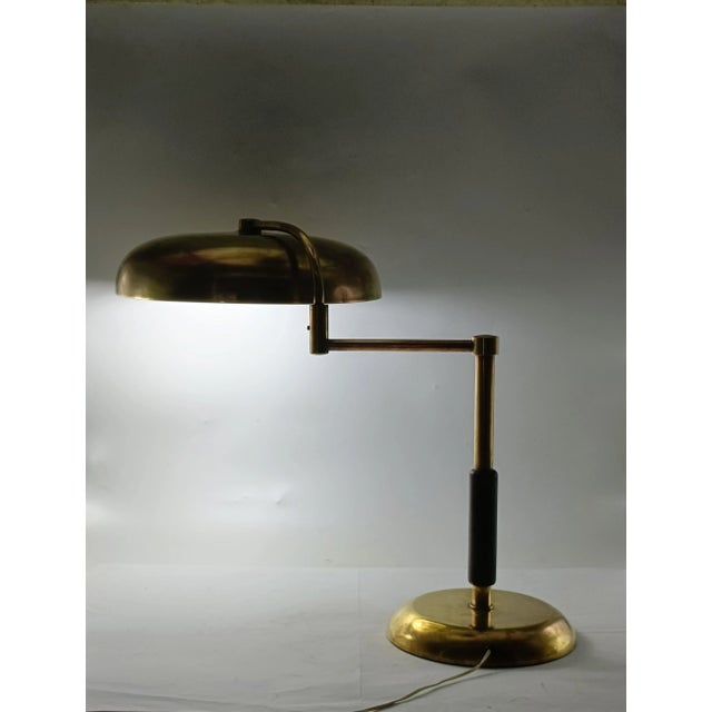 Vintage French Desny Brass Table Lamp with Swivel Arm from La Maison, 1950s For Sale - Image 9 of 10