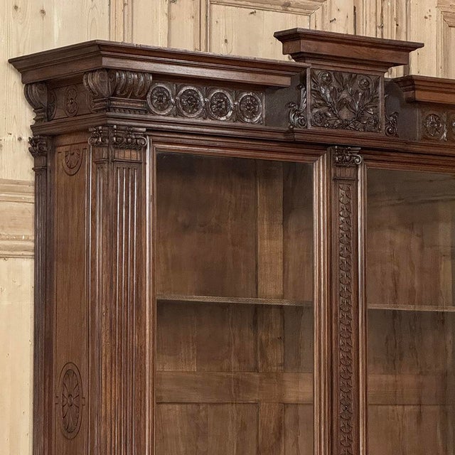 Mid 19th Century 19th Century Grand French Renaissance Walnut Bookcase For Sale - Image 5 of 18