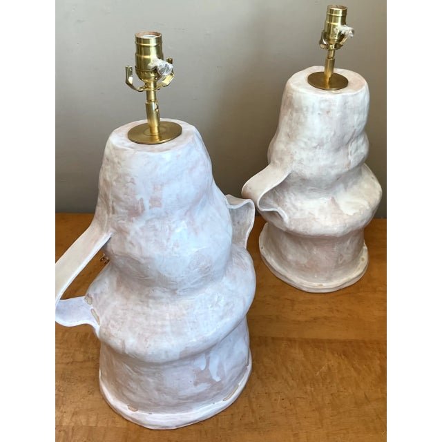 Vintage Biomorphic Slab Built Ceramic Lamps - A Pair For Sale In West Palm - Image 6 of 12
