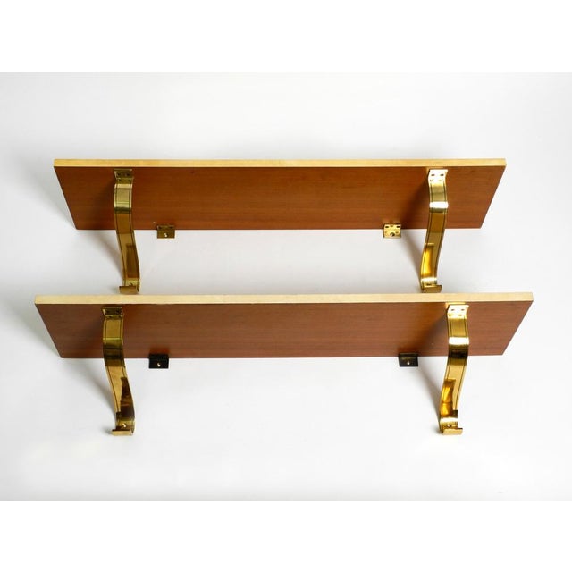 Metal Large Italian Shelves in Wood and Goatskin in Beige from Aldo Tura, 1960s, Set of 2 For Sale - Image 7 of 18