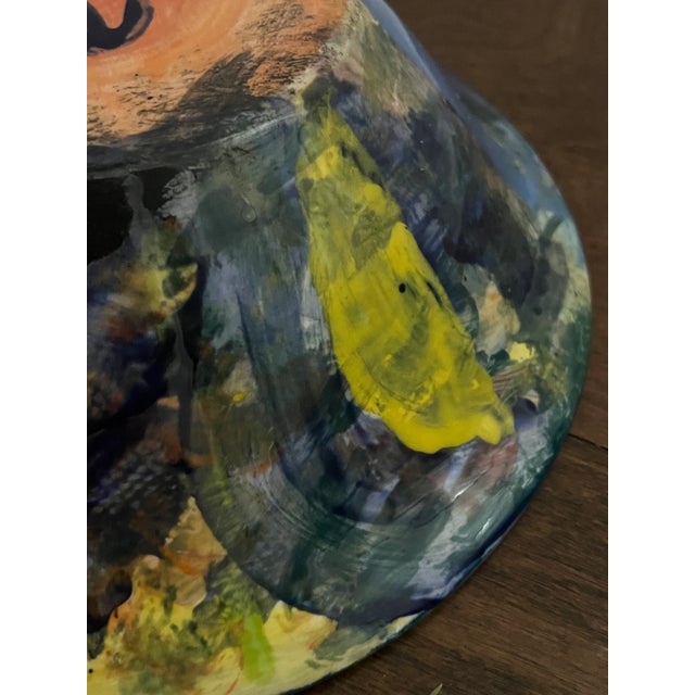 Late 20th Century Large Multi-Colored Decorative Bowl Signed by Abstract Artist Diana Ged For Sale - Image 9 of 13
