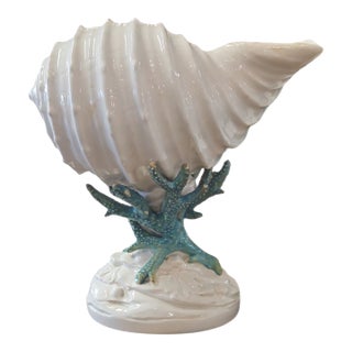 Late 19th Century Copeland Majolica Shell Dish For Sale