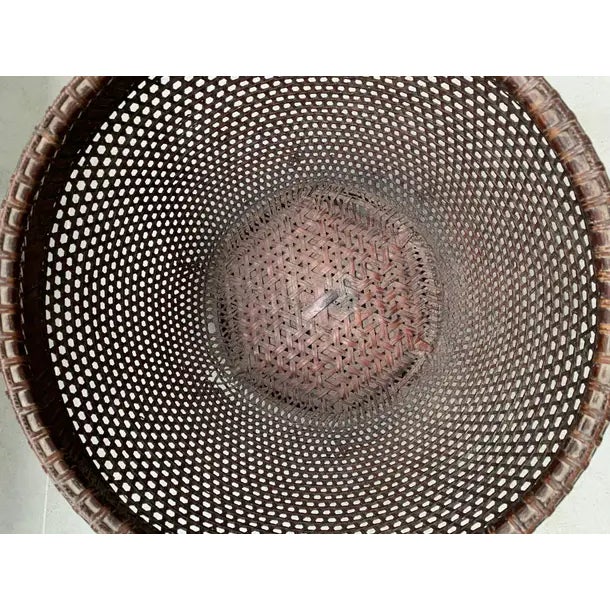 Chinese Basket Pair Hand-Woven Rattan With Red Wood Base, Early 20th Century For Sale - Image 16 of 16